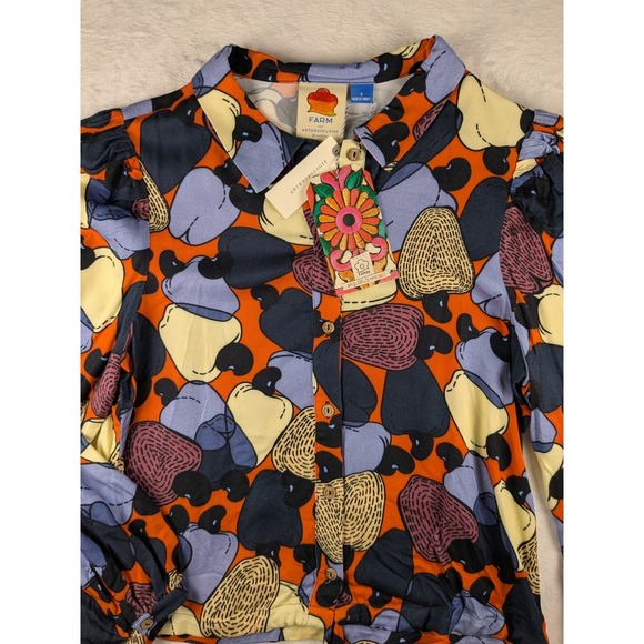 NWT Farm Rio‎ Anthropologie Blouse Button Down Tie Front Long Sleeve Top S - Picture 2 of 16